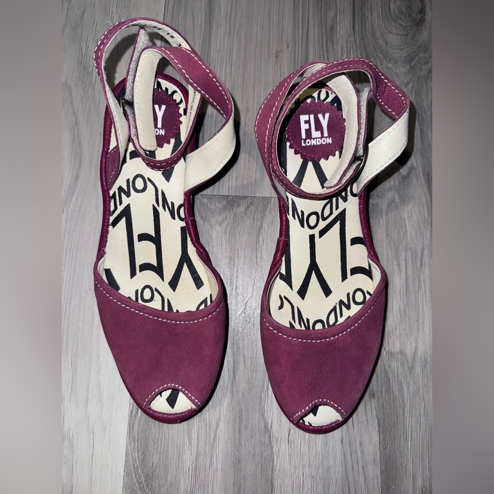 Fly London Women's Burgundy Open-Toe Sandals - Picture 6 of 11